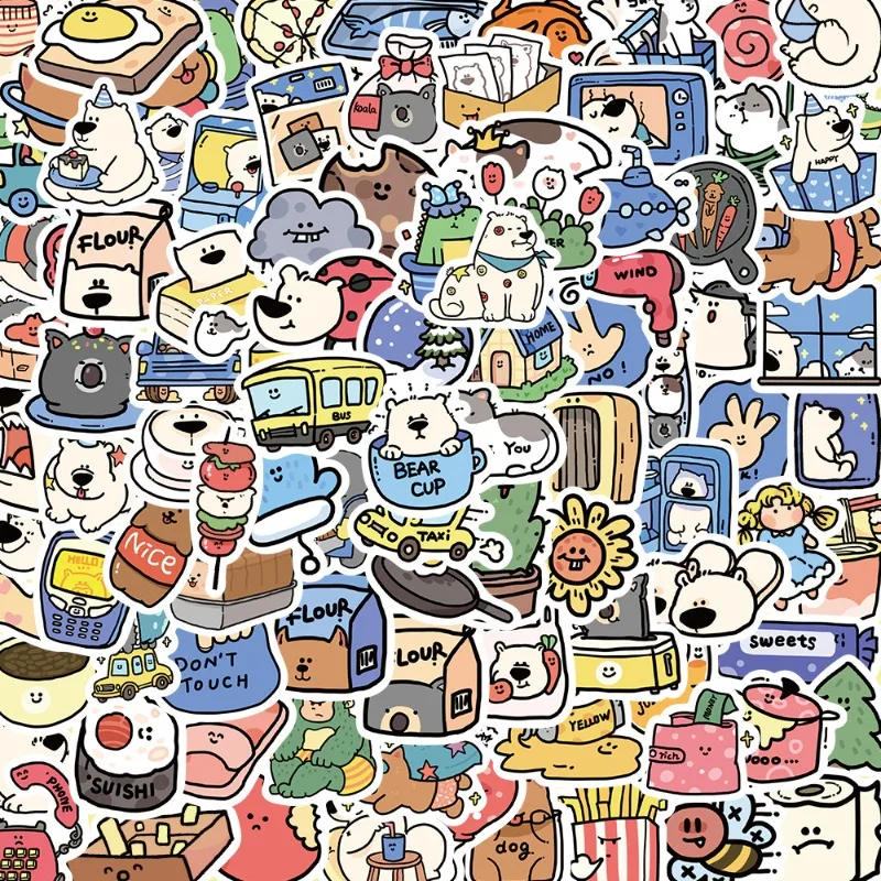 100pcs ‌ Animal Hotel Cartoon Sticker Luggage Water Cup Stationery Mobile Phone Scooter Laptop Refrigerator Decoration Sticker