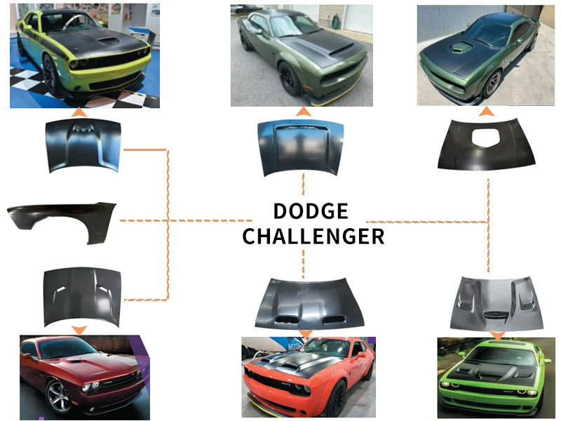 Auto Car Body Parts Front Bumper Bonnet Demon Style Aluminum Engine Hood for Dodge Challenger 2015 - 2022