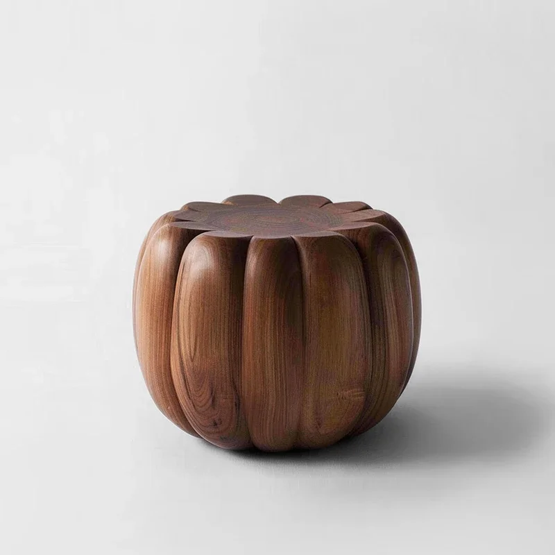 Modern minimalist solid wood pier low stool home living room log edge