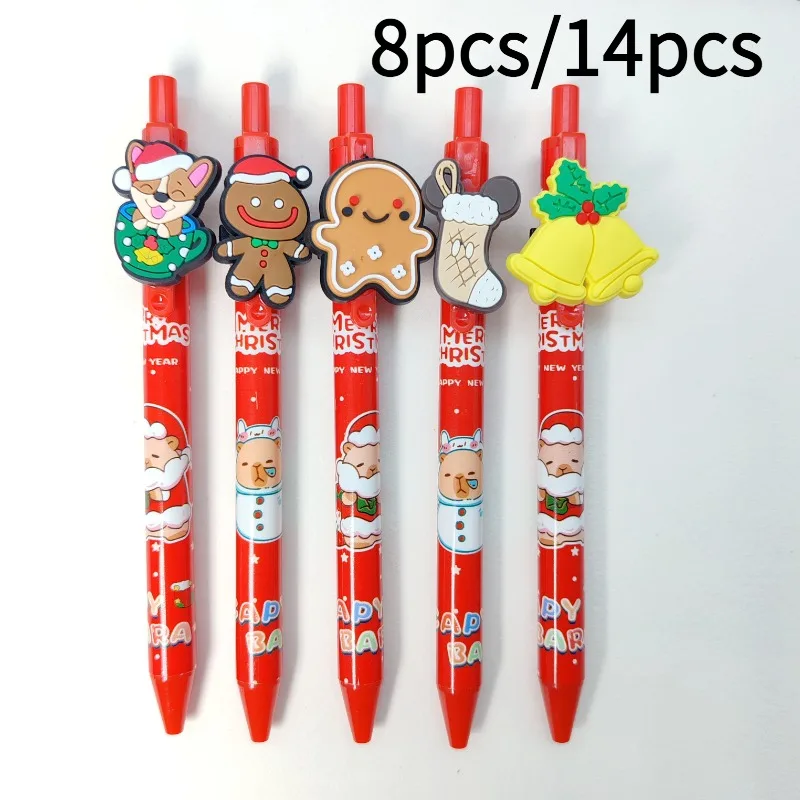 

8 шт./14 шт. шариковая ручка на рождественскую тематику, подарочная ручка с различными рождественскими элементами, подпись для студентов