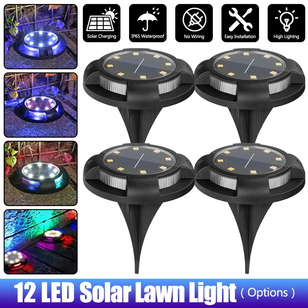 

4 Pack Solar Power Disk Light Outdoor Garden Solar Underground Light Deck Light Spotlight Buried Solar Led Lamp Garden Decor