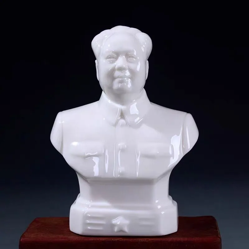 Dehua White Porcelain Pottery Chairman Mao Zedong Leader Great Man Bust Statue