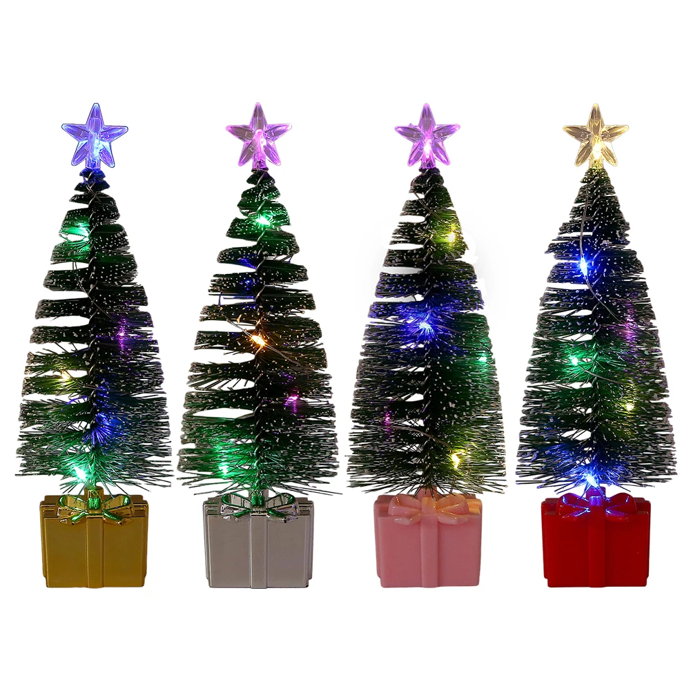 Christmas Tree Statue Light Xmas Tree Miniature Decorative Xmas Tree Desktop Ornaments Creative Christmas Party Favors