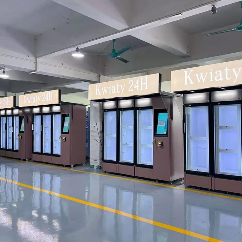 Aangepaste raster originele energiebesparende koeling bloem automaat meerdere compartimenten locker automaat voor boeket