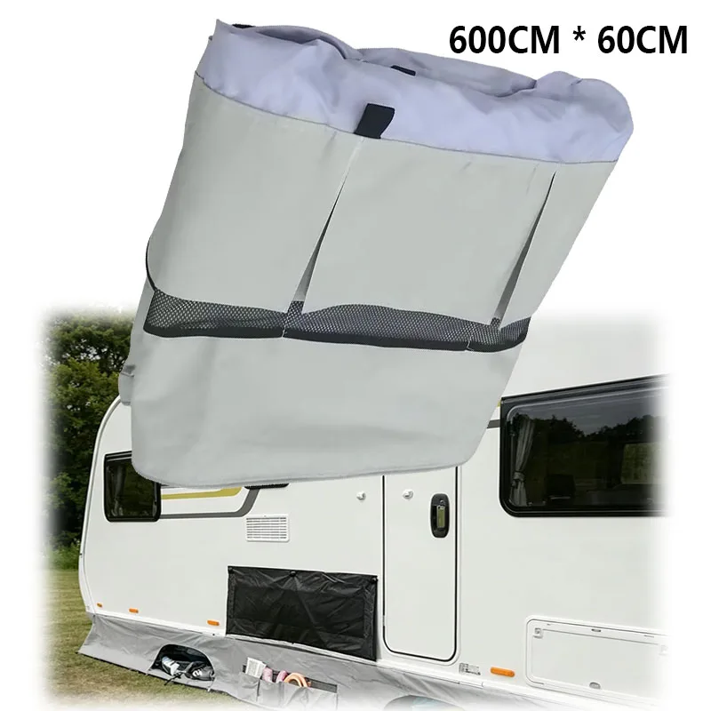 Adjustable Caravan Draught Skirt 600CM X 60CM Wind Guard for Motorhome Camping with Storage Pockets