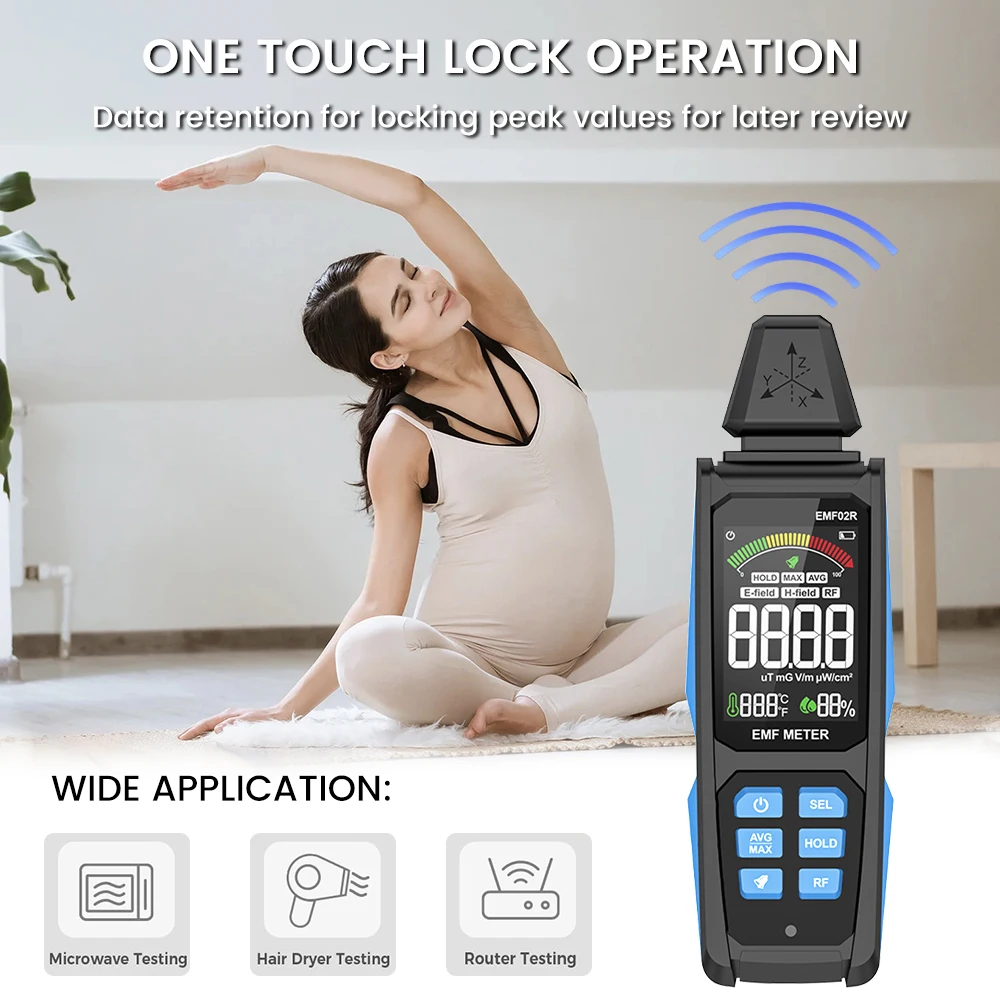 EMF02R Household Electromagnetic Radiation Detector RF Radio Frequency Sensor Digital Magnetic Field Radiation Instrument