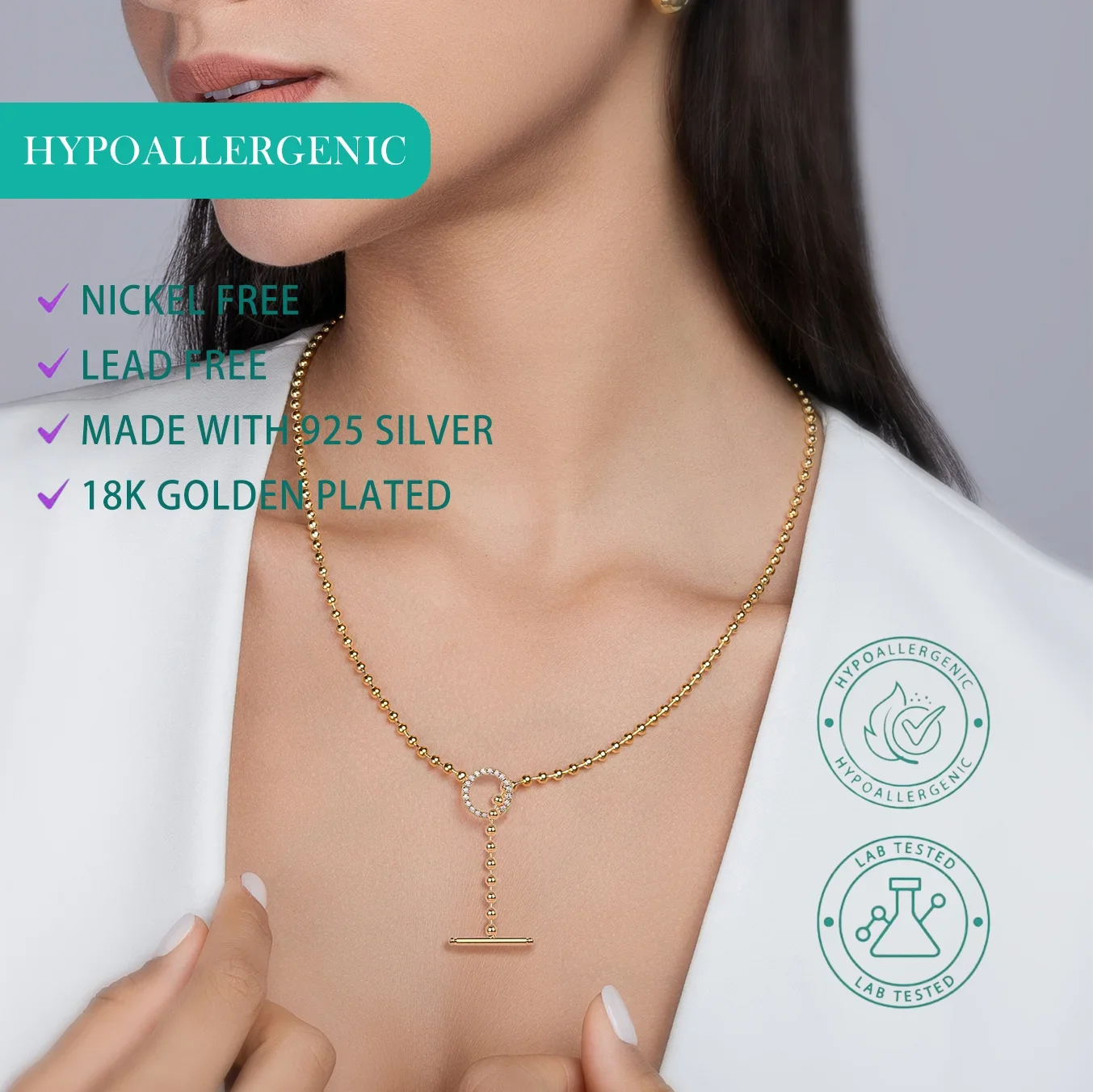 0.3cttw Moissanite Circle Pendant Necklace - Gold-Plated S925 Sterling Silver, Elegant Minimalist Jewelry for Women, Ideal Gift