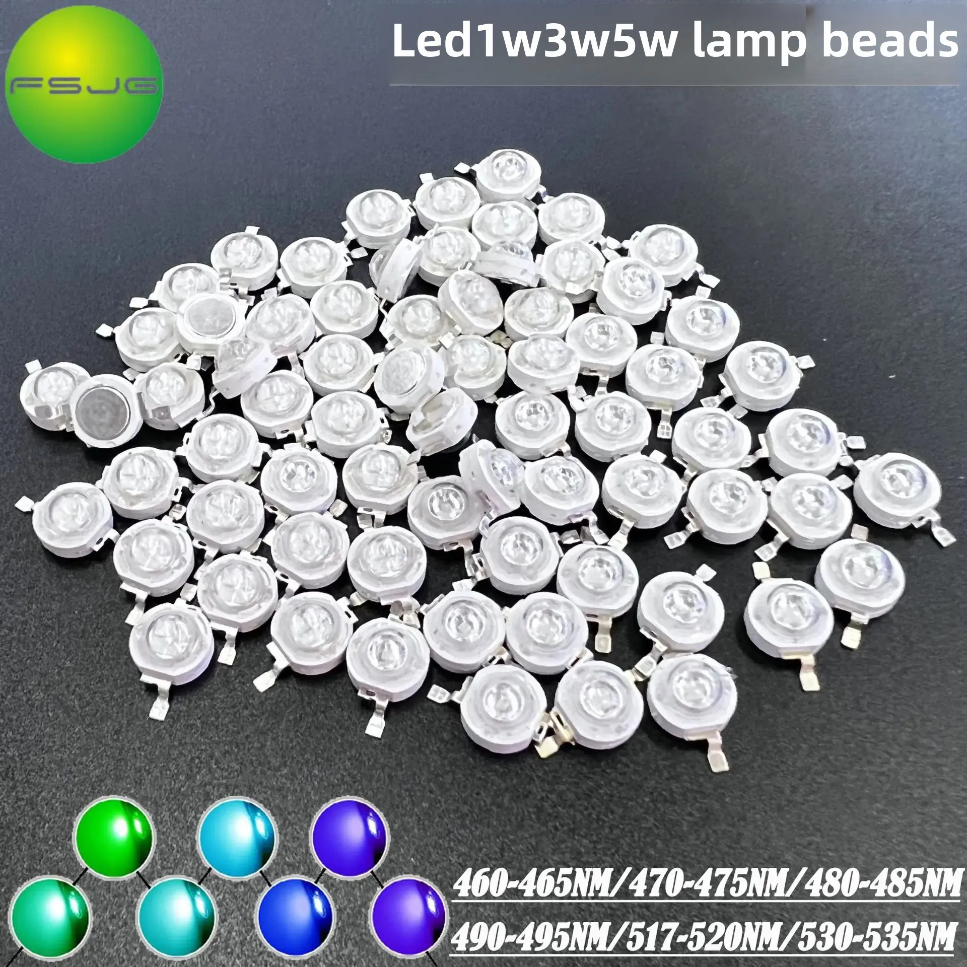 High Power Blue Light Green LED Beads 1W 3W 5W Imitation Flow Motion 480NM 530NM 490NM Glowing Core Light Emitting Diodes