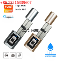 Tuya BLE Smart Electronic Door Lock Bluetooth Remote Control Waterproof Smart Cylinder Fingerprint APP Keys Card Unlock for Home