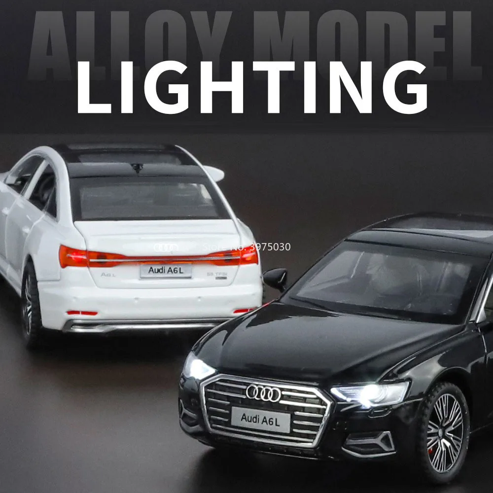 1:32 Alloy AUDI A6L Models Toys Diecasting Cars Wheel Pull Back Vehicles with Light Music Miniature Car for Boys Festival Gifts