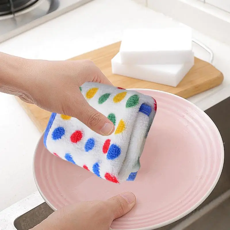 Kitchen Cleaning Dish Cloths Soft Dish Towel Reusable Cleaning Cloths Absorbent Washable Cleaning Rags Quick Drying Cleaning