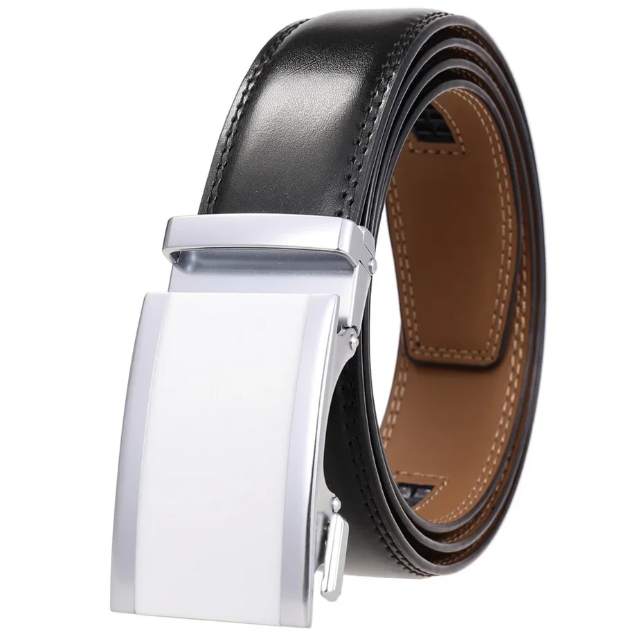 New Fashion Brown Black Belt Men Designer White Red Blue Automatic Buckle Belts For Men Cowskin Genuine Leather Strap Male B772