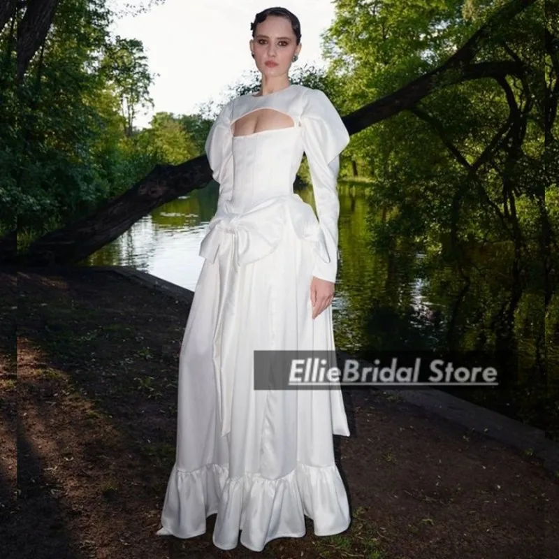 Elegant A-Line Wedding Dresses With Ruffles Victorian Cut-Out Top Long Sleeves Bridal Gowns Vestido De Novia Females Customized