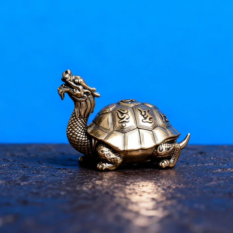 

Antique Brass Dragon Turtle Incense Burner - Hollow Xuanwu Statue for Table, Office Decor & Zen Gift Collectible Censer Ornament