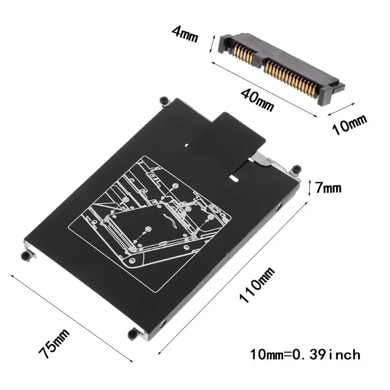 F3KE HDD Caddy Adapter Hard Drive Disk Interface Bracket SSD Cable Connector Laptop A