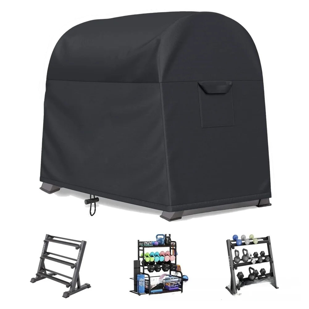 Black Dumbbell Rack Protective Cover 420D Oxford Cloth Waterproof for A Frame Racks with Ventilation Air Vents