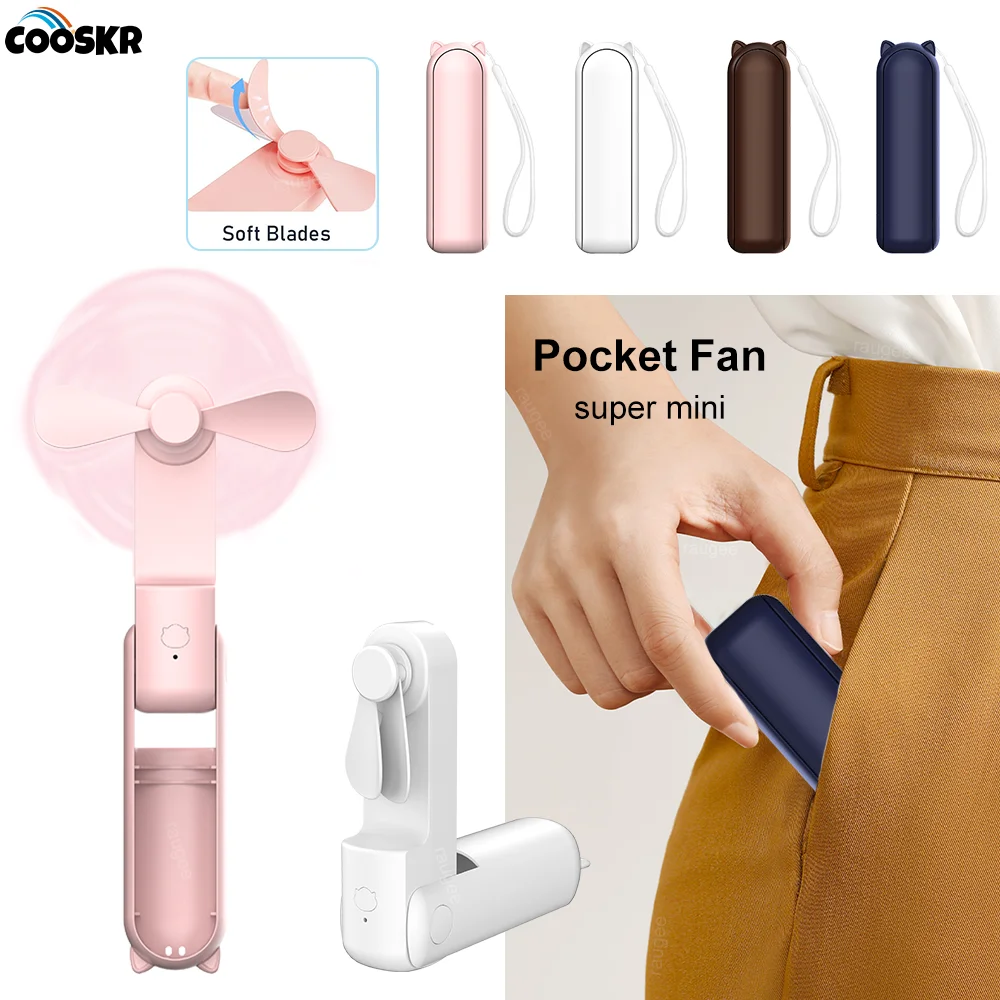 

Portable Fan Super Mini Handheld Fan USB Rechargeable Fan 3 Gears Foldable Hand Held Small Pocket Fan with 2000mAh Power Bank