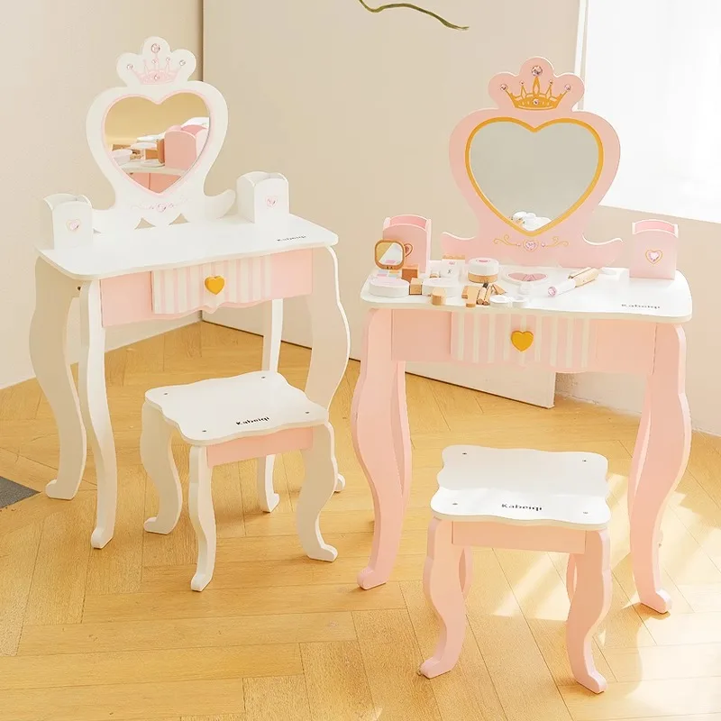 Present Cosmetic Children's Dressers Stool Set Makeup Children's Dressers Little Girls Toaletka Dla Dziewczynek Kids Furniture