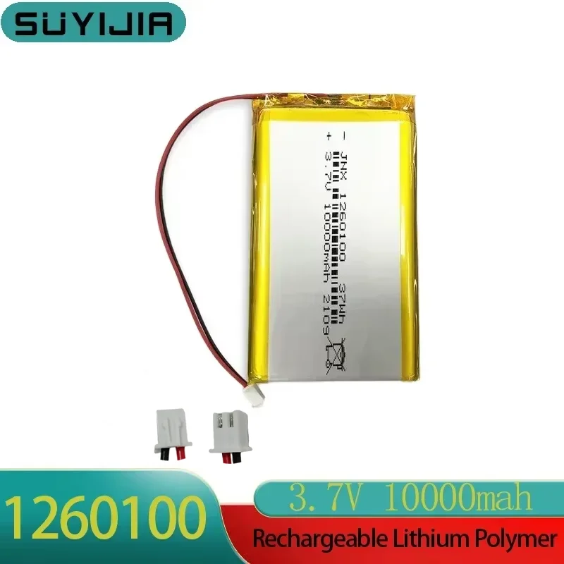 3.7V 10000mAh 1260100 Lithium Polymer Li-Po Li Ion Rechargeable Battery Lipo Cells for Electrograph PDA Portable Speaker Toy