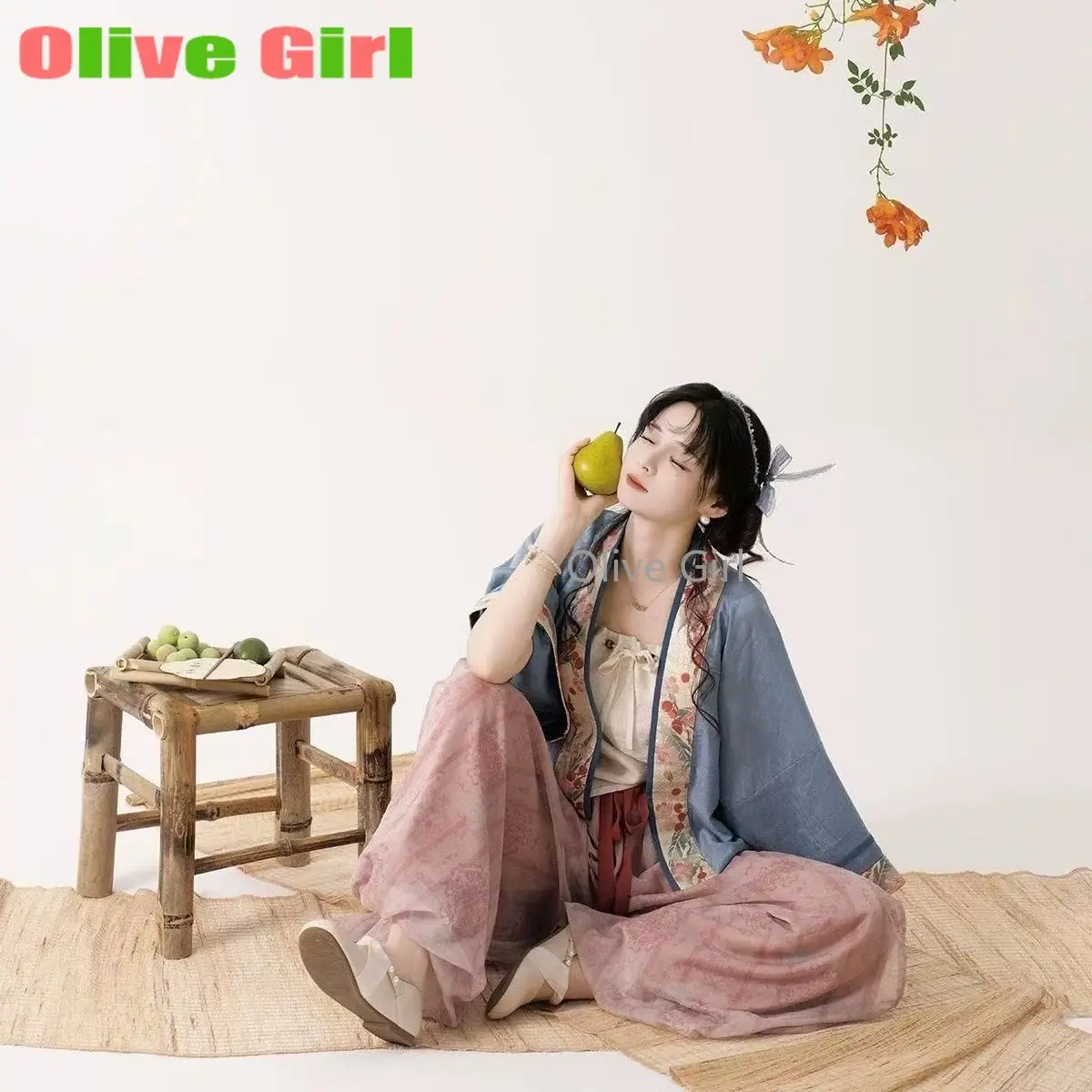 سونغ ستايل قميص قصير الحمالة والسراويل فانوس مطبوع الربيع الصيف الملابس النسائية الصينية التقليدية الأصلية Hanfu #5