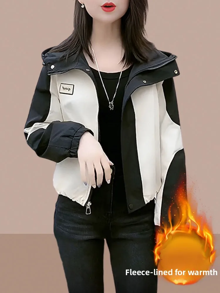 

Faionable ort Thiened Fce Women's Jaet Autumn Winter New Sle Artistic Sle Loose Fit Straight Hem Daily Wear