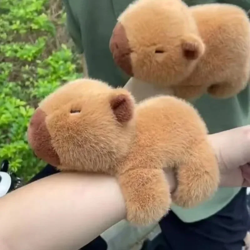 Animal Capybara Clap Circle Toys Slap Snap Wrap Wristband Bracelet Capybara Plush Hand Ring Fun Pop Circles Children Gift