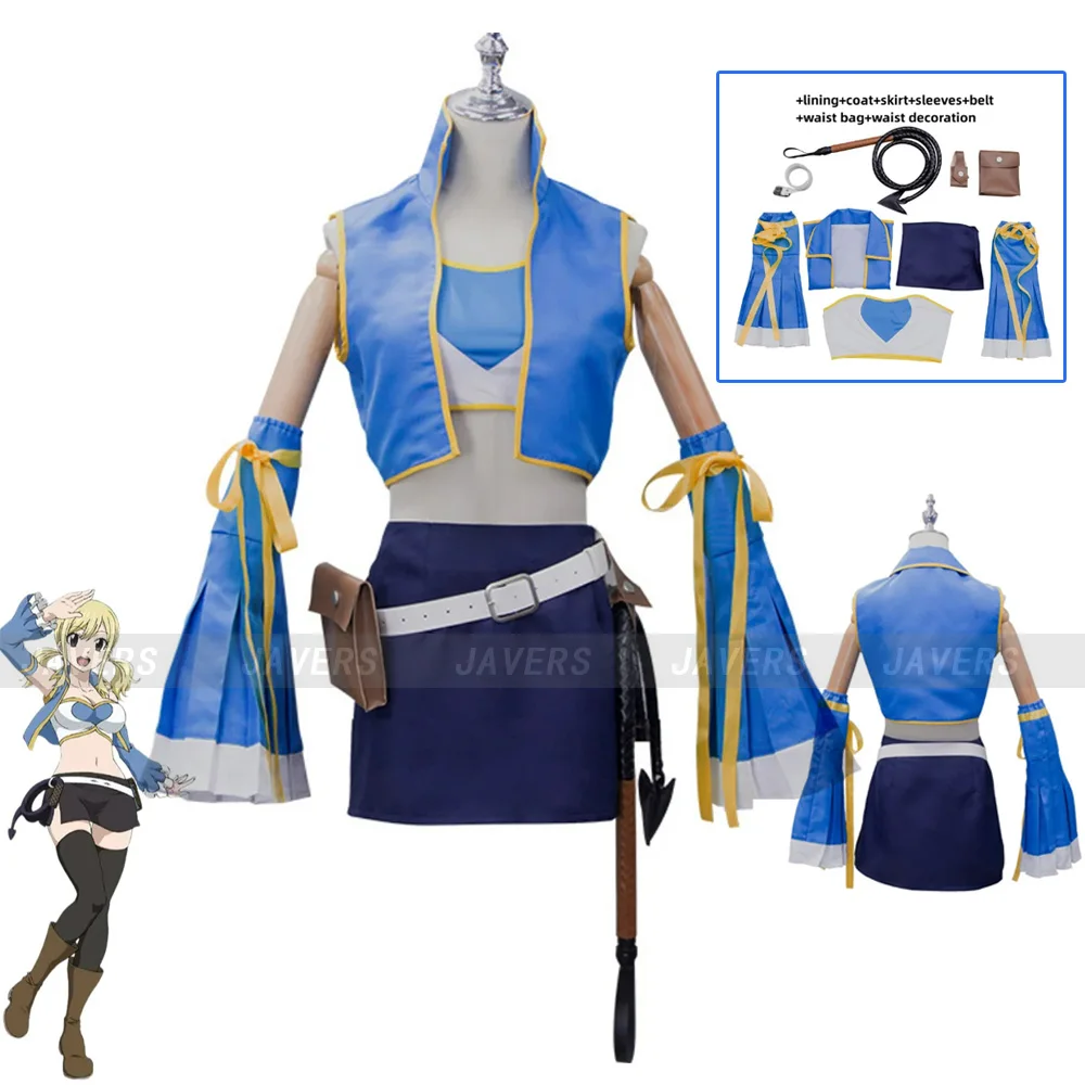 Anime FAIRY TAIL Lucy Heartfilia Cosplay Costume Slayers Seven Years Later Skirt Uniform Woman Sexy Lovely Carnival Party Suit