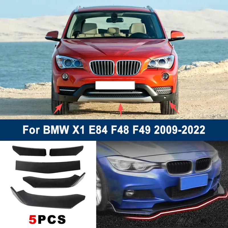 

5Pcs Adjustable Sectional Front Bumper Lip Spoiler Splitter For BMW X1 E84 F48 F49 2009-2022 2010 2011 Car Exterior Mod Parts