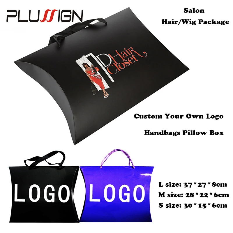 Plussign Paper Wig Box Multicolor Pillow Box, Hair Packaging Boxes For Bundles 20Pcs Custom Logo Small Medium Large Gift Box