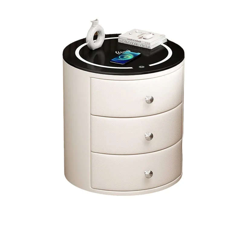 طاولة سرير ذكية متعددة الوظائف مصنوعة من الخشب الصلب وشحن لاسلكي وخزانة تخزين فاخرة بجانب السرير بثلاثة ألوان #5