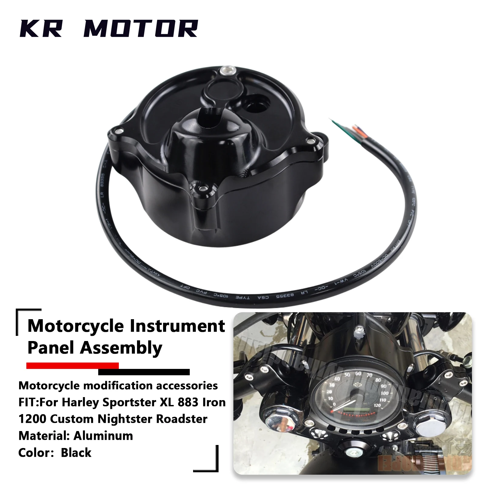 

Fit For Harley Sportster XL 883 Iron 1200 Custom Nightster Roadster Cafe Gauge Relocator With LED Indicator Instrument Assembly