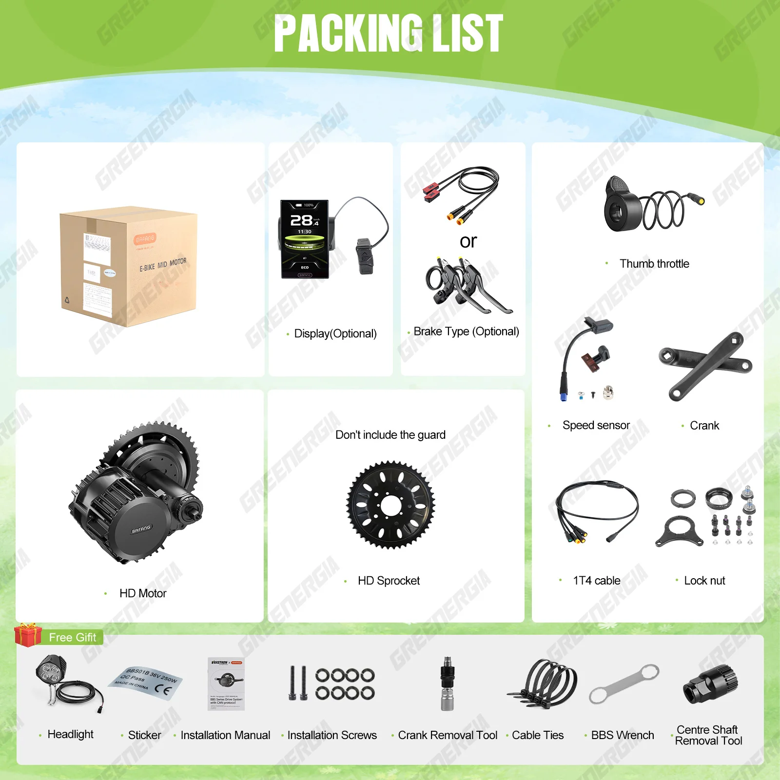 Bafang 48V 52V 1000W CAN Motor BBSHD Ebike Conversion Kit Electric Bicycle Mid Drive Engine BBS03 M615 MM G320.1000.C