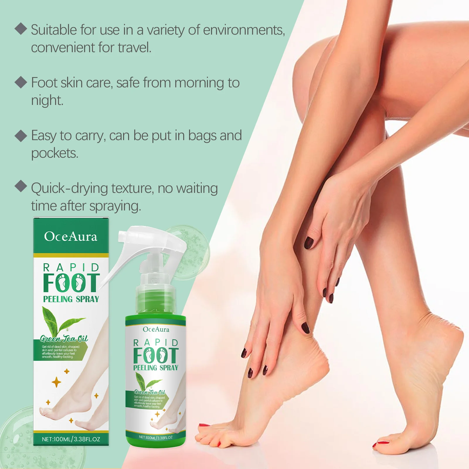 100ml Foot Cuticle Remove Dead Foot Exfoliator Softener Remove Dead Skin And Calluses Foot Moisture Spray Peeling Moisturizing view 6