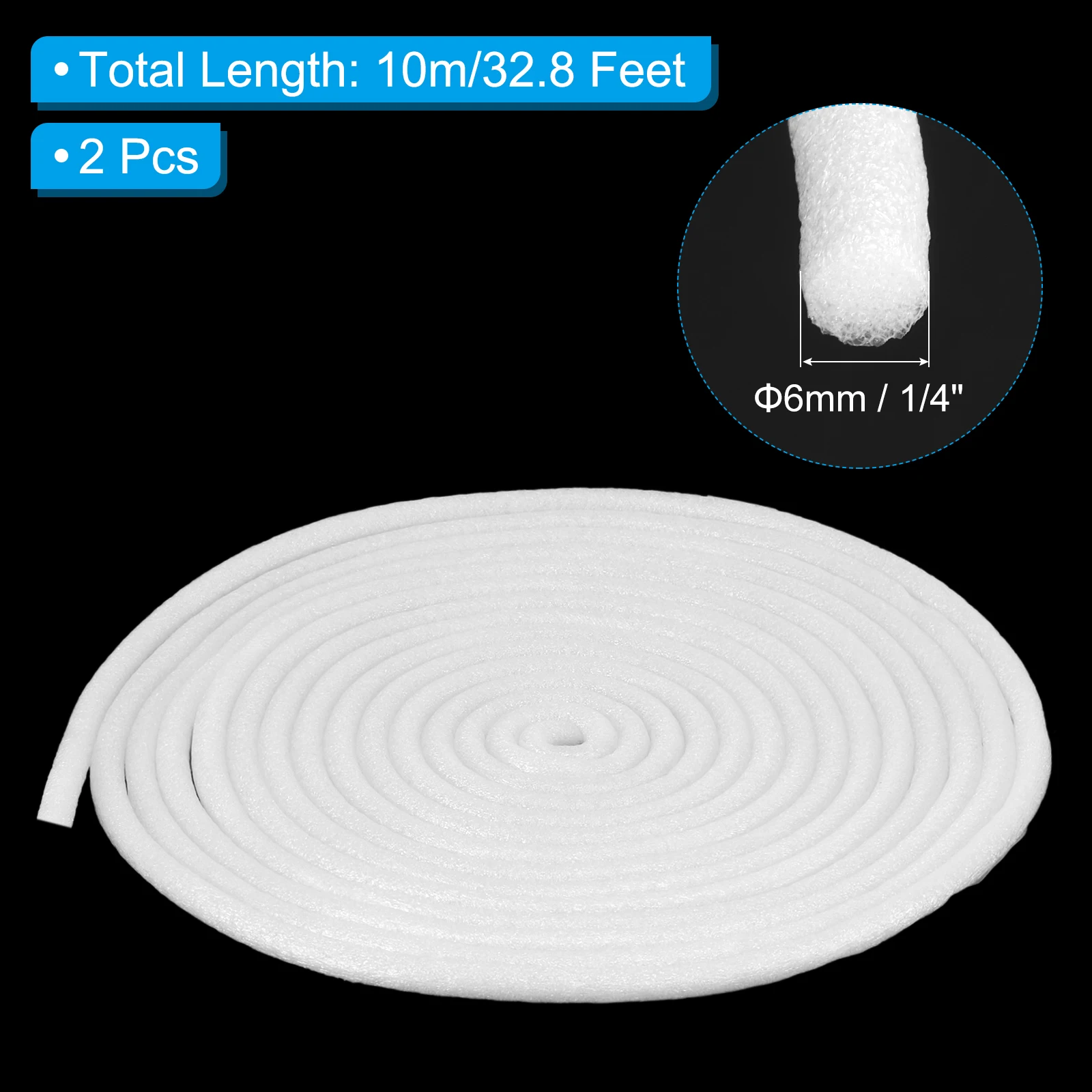 

Uxcell 2/5 шт. 1/2/10 м опорный стержень для зазоров и суставов, белая пенопластовая веревка, наполнитель для трещин, рулонное уплотнение, уплотнитель для дома