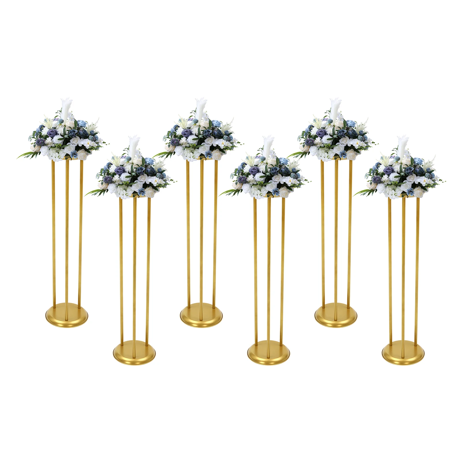 20*20*80cm 6 Pcs Gold Flower Display Stand Road Lead Centerpiece Vase Decorative