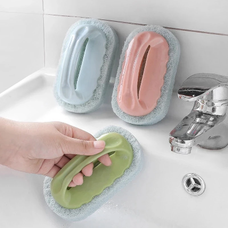Baño caliente con mango, cepillo para bañera, cepillo de esponja gruesa, cepillo para ollas, limpieza de azulejos de baño y cocina