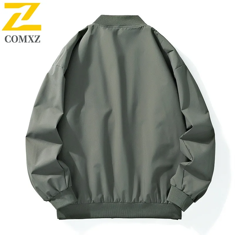 سترة COMXZ الواقية من الرياح بلون سادة وياقة بيسبول كاجوال للعمل والسفر للرجال سترة اسكواش للمشي لمسافات طويلة معطف خفيف الوزن ومتعدد الاستخدامات #3