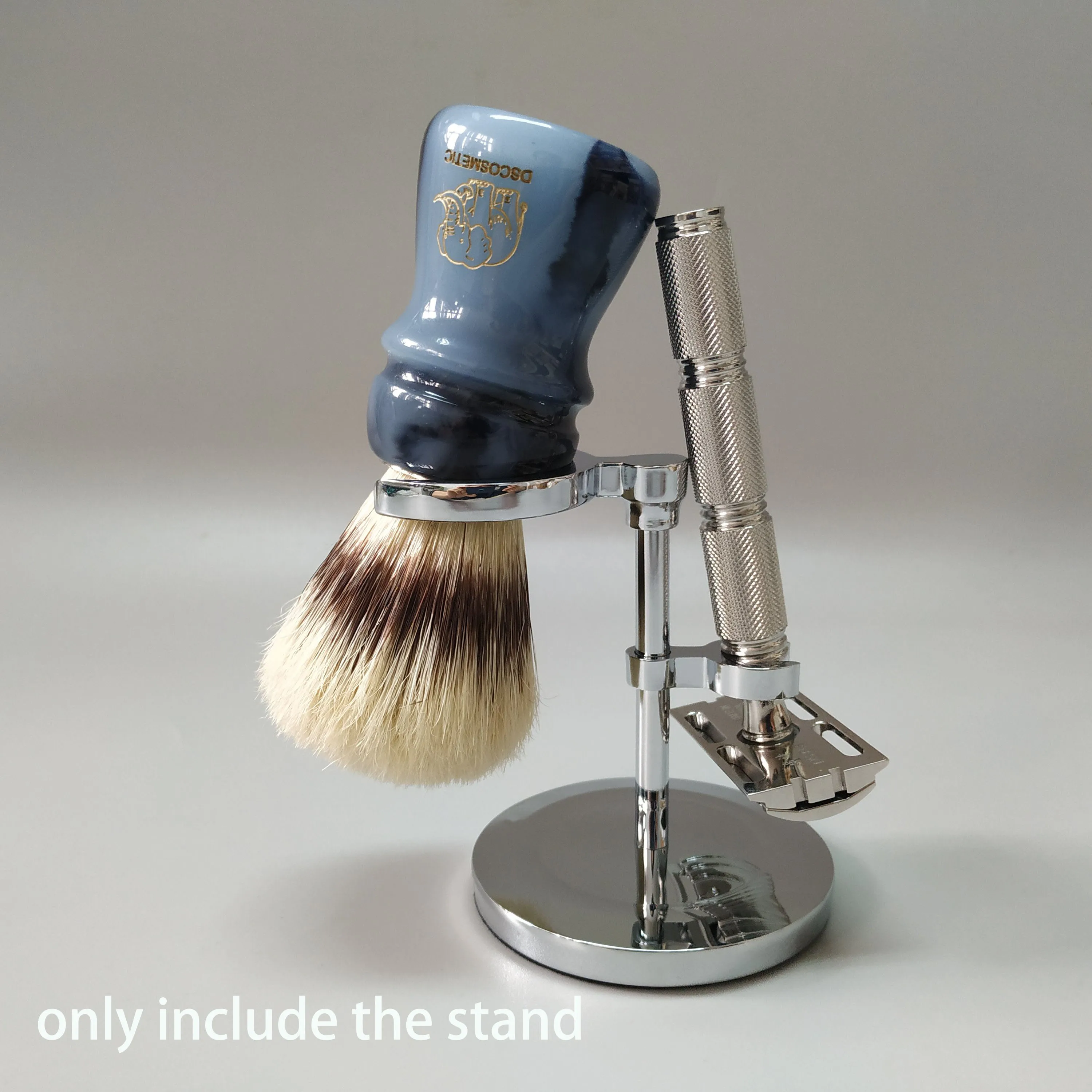 DiShi Mini zinc alloy safety razor and shaving brush stand holder