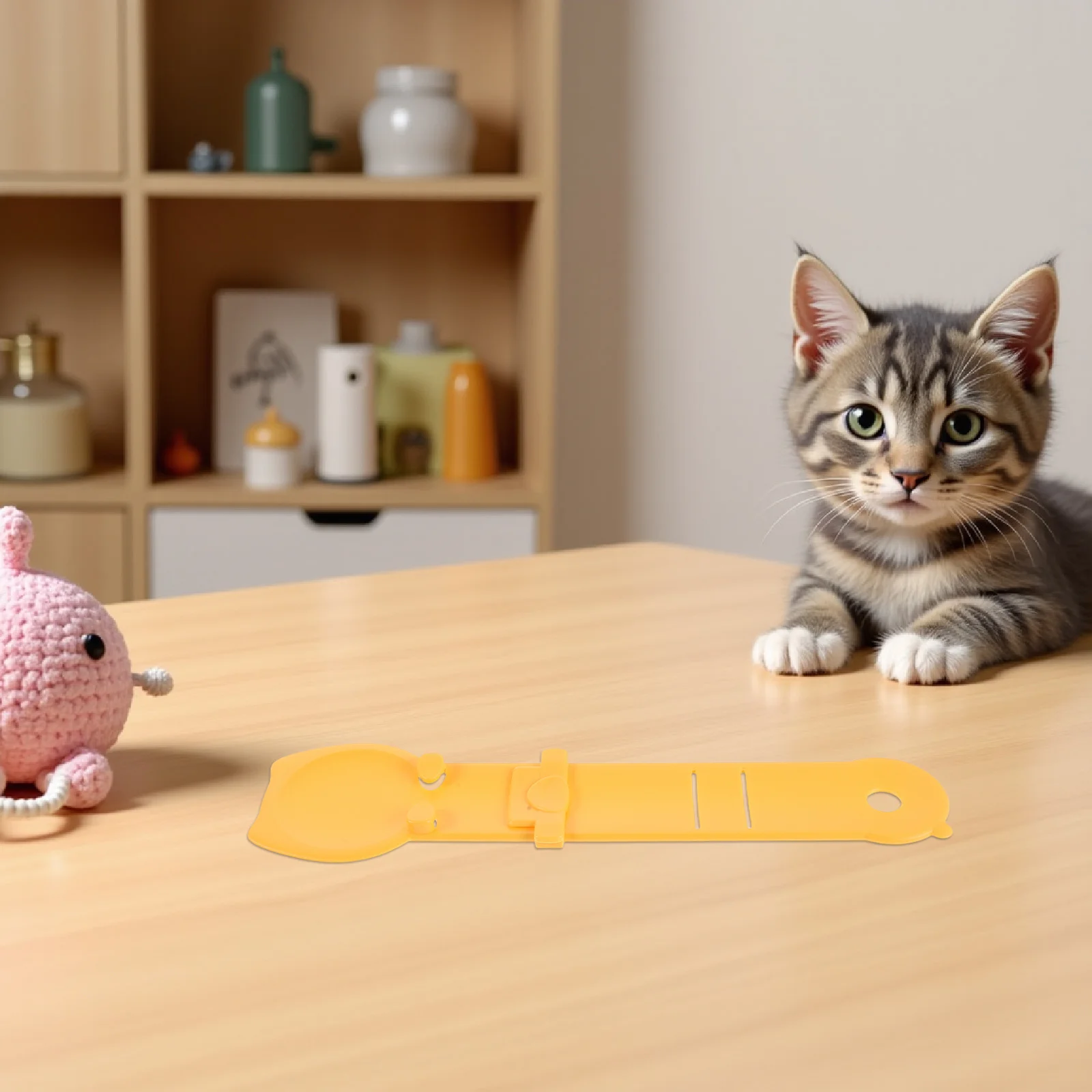 

5pcs Cat Treat Squeeze Spoon 9.6Inch Yellow Plastic Lickable Wet Food Dispenser Feeding Tool For Cats Easy Clean Pet Feeding