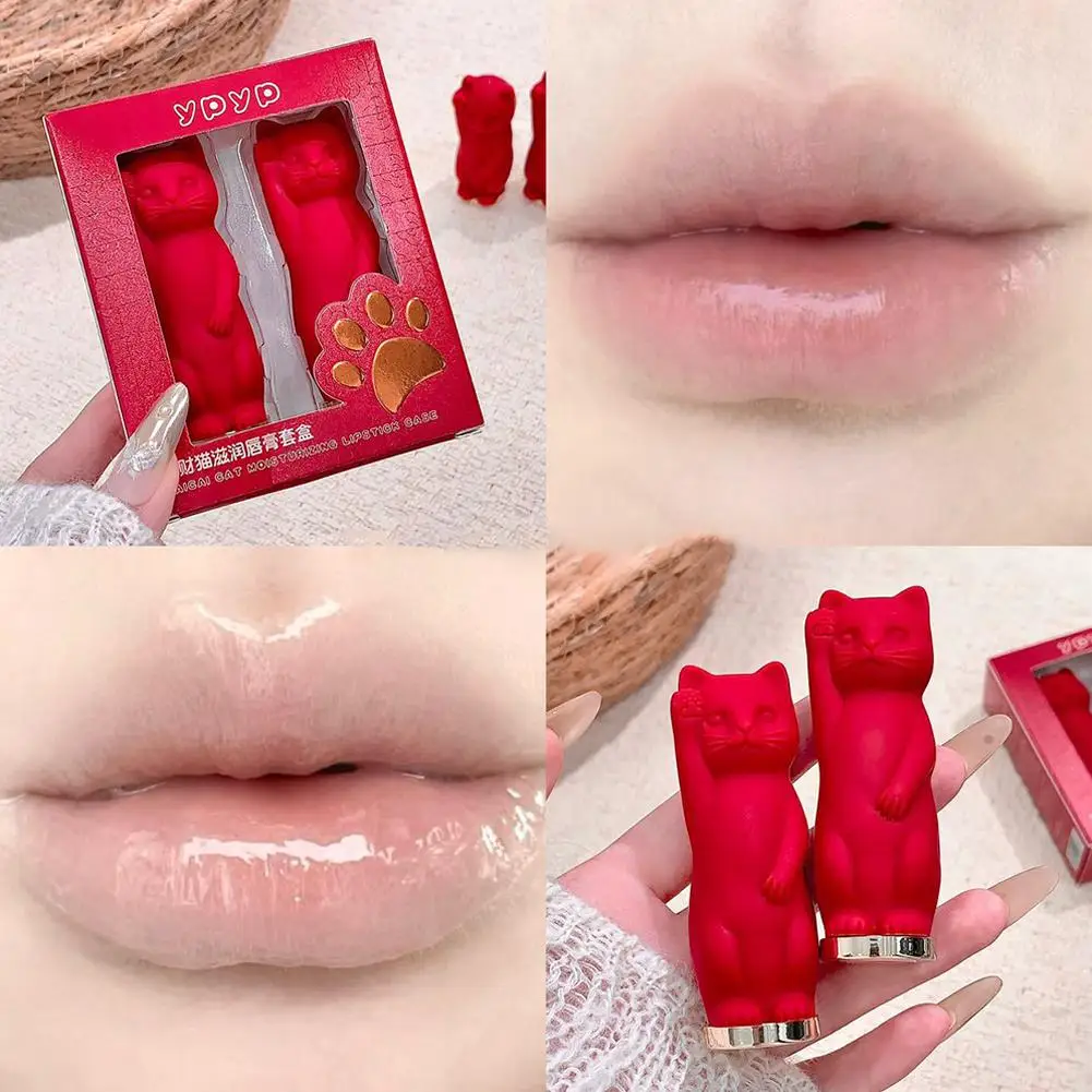 Dual Pack Lip Balm Set Fortune Cat Design Coconut Apple Flavor Intensive Hydration Repair Chapped Lips Anti Wrinkle Smooth Glide - view 4