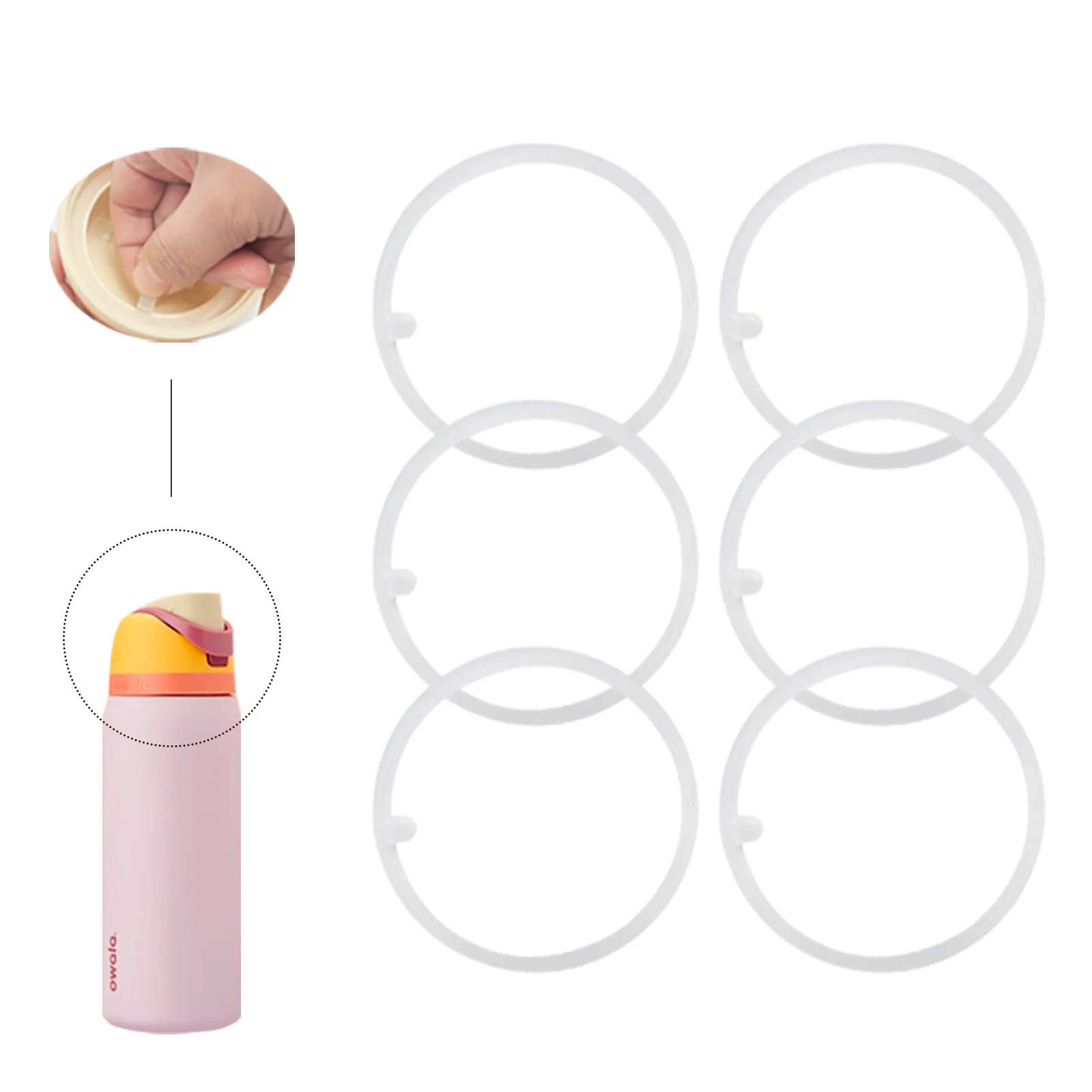 Replaceable Silicone Water Sealing Ring For Owala FreeSip 24oz/32oz/40oz Mugs, High Temperature Resistant O-Ring with Pull Ring