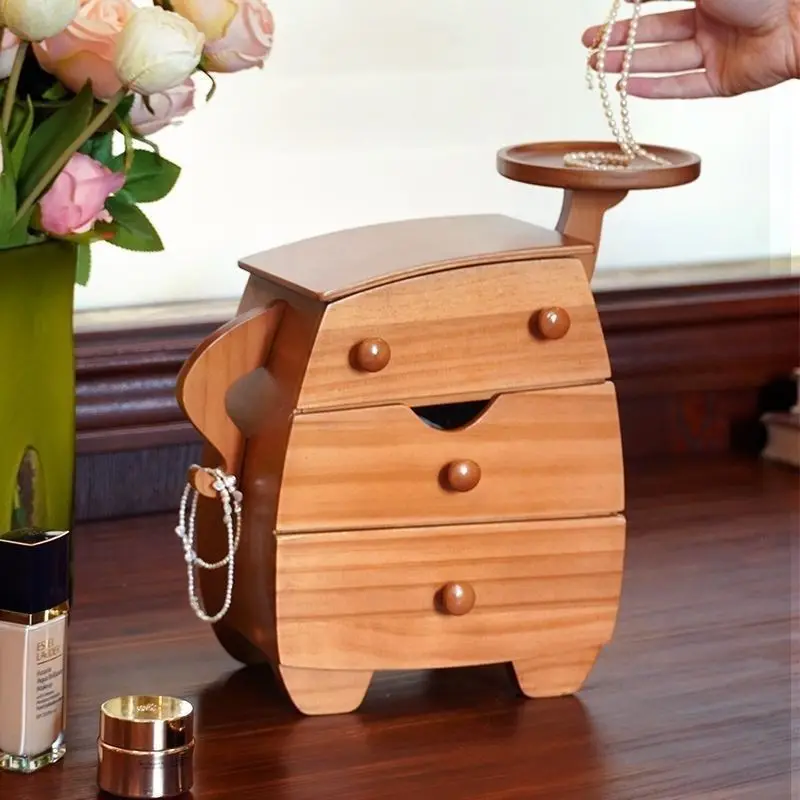 Solid Wood Jewelry Storage Box Drawer Jewelry Organizer Case Large Gift Ring Storage Boxes Aesthetic Necklace Earrings Cases