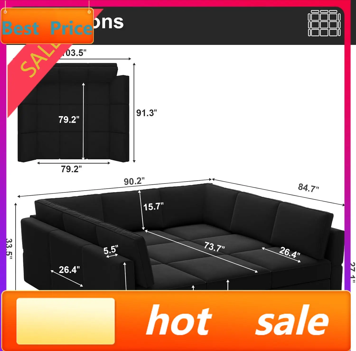 

Горячая распродажа: Модульный секционный диван с оттоманками, велюровый, трансформируемый в кровать, с откидным шезлонгом и местом для хранения, черный, со скидкой!