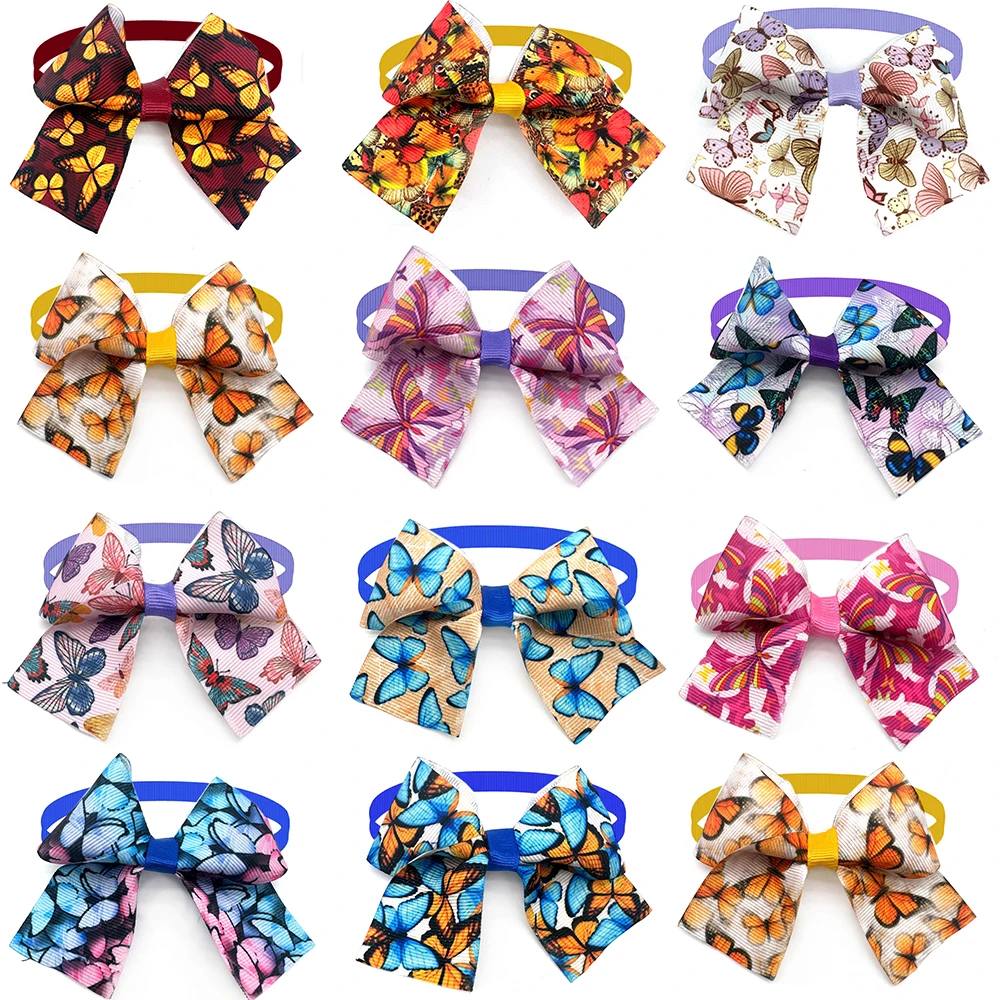 

50/100pcs New Dog Bowties Butterfly Pattern Summer Style Dog Grooming Small Dog Bow Tie Dog Bowties Pet Dog Grooming Accesories