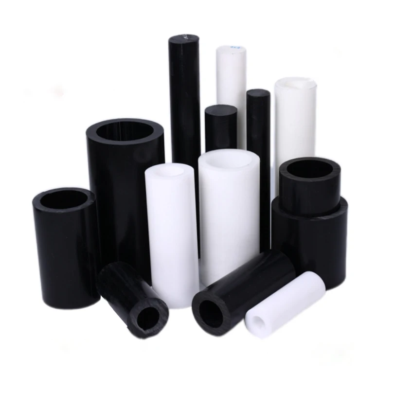 White/black Polyoxymethylene Hollow Tube, POM Insulated Hard Plastic Sleeve, Length 500mm