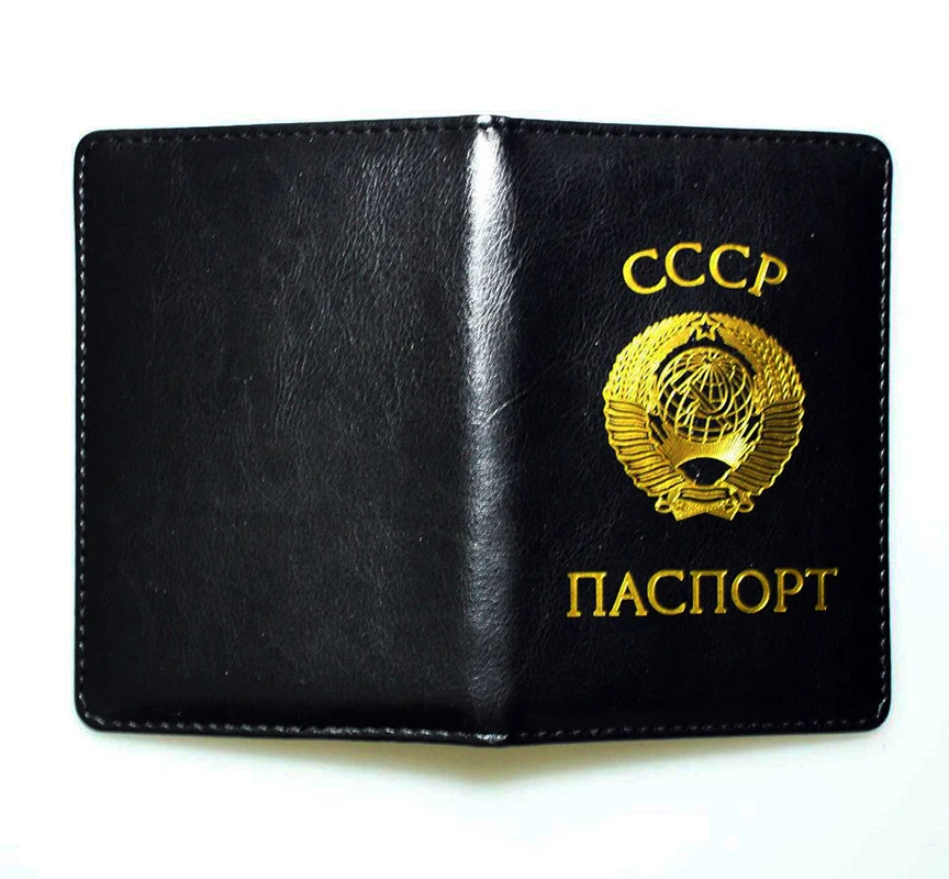 Sampul Paspor CCCP Kulit Sintesis Uni Soviet Rusia Tempat Kartu Sertifikasi Pelindung Dokumen Perjalanan Pria Wanita