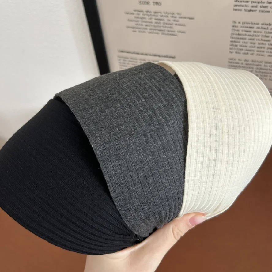 Rutschfestes Stirnband mit breiter Krempe für Damen, kurzes Haar, einfache Haarspangenabdeckung, graues Haar, modisches Temperament, Haardruck-Kopfbedeckung – Detail 5
