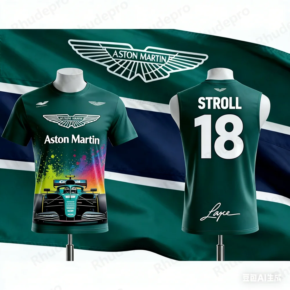 

Aston Martin 2026 T-Shirt Fernando STROLL 18 T Shirt Spanish Racers Team Racing Suit Quick Drying Classic Retro Rugby Tee