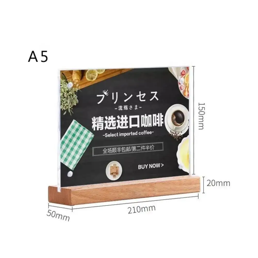 4PCS A5 Menu Acrylic Sign Note Table Poster Price Tag Holder Display Stand for Store Restaurant Hotel
