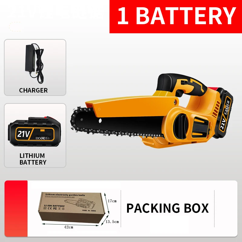 Brushless lithium chainsaw rechargeable handheld one-hand logging chain 8-inch professional electric chain saw